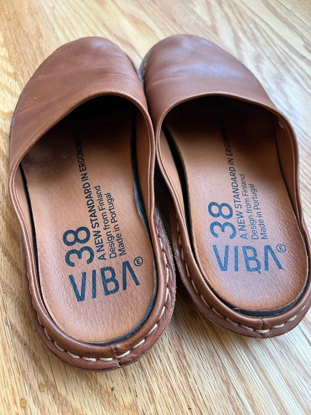 VIBAe Roma Women's Brown Leather Slip-On Mule Clogs - Picture 3 of 9